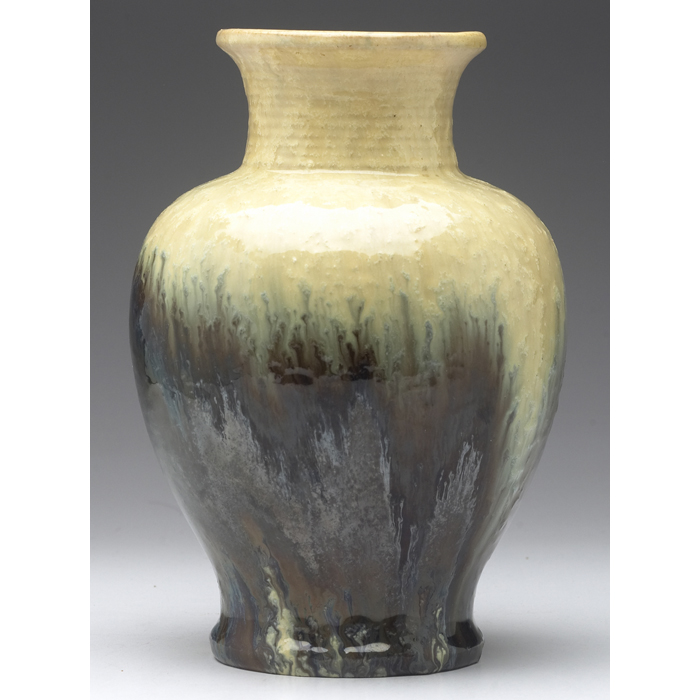 Appraisal: Fulper vase bulbous form covered in a yellow and brown