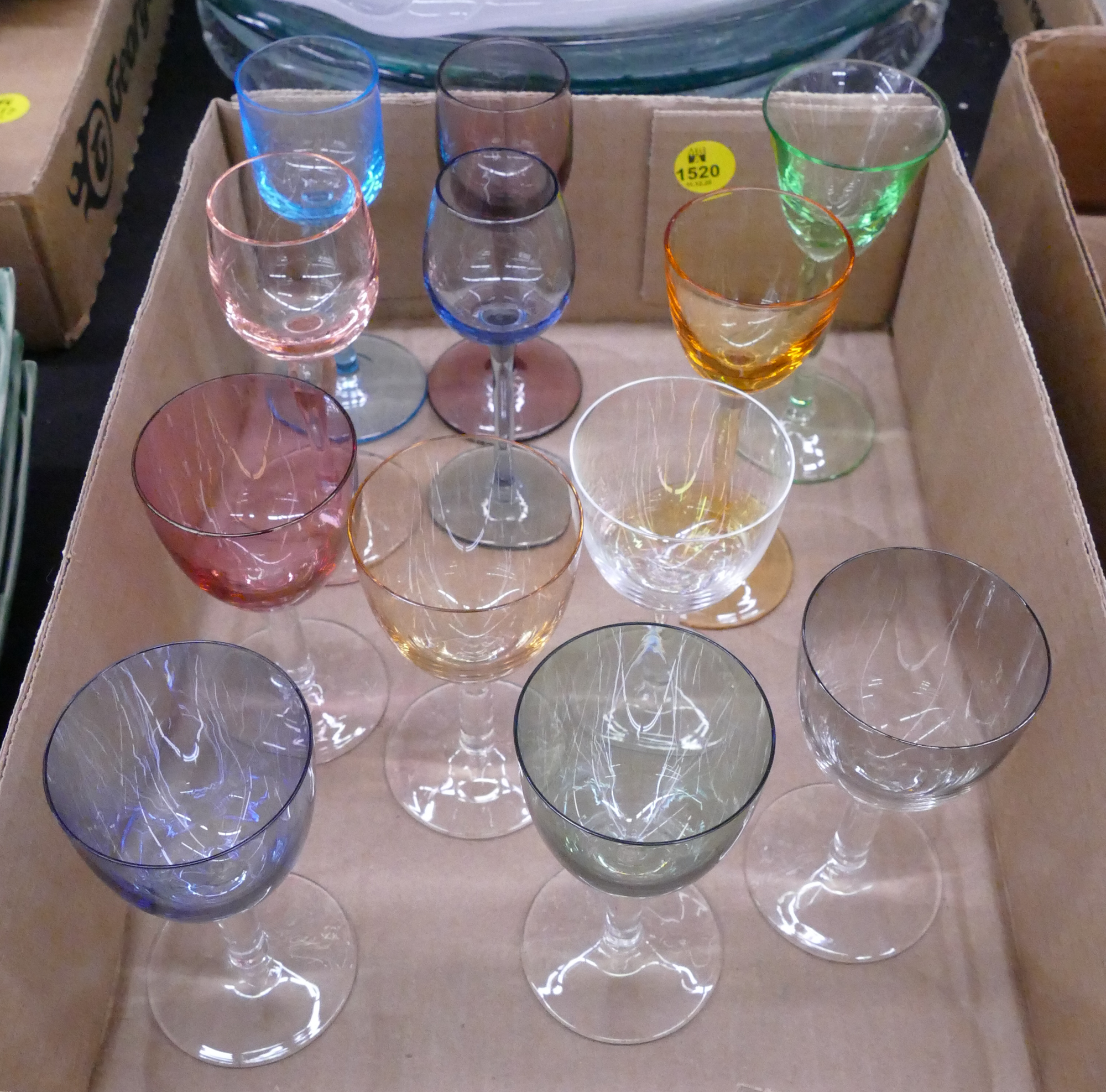 Appraisal: Box Colored Glass Cordials