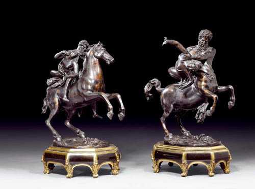 Appraisal: PAIR OF BRONZE GROUPS late R gence after GIANBOLOGNA Giovanni