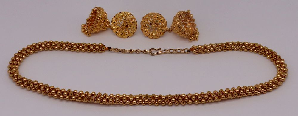 Appraisal: JEWELRY Indian kt Gold Jewelry Grouping Includes an Indian kt