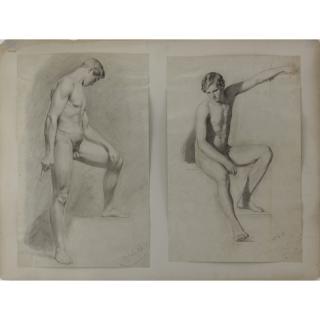 Appraisal: Two th Century Charcoal and Pencil Drawings Nudes Two th