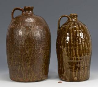 Appraisal: GA Alkaline Glaze Stoneware Jugs Pair of Georgia alkaline glaze