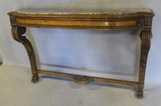 Appraisal: Georgian Style Carved Wood and Marble To Console with Claw