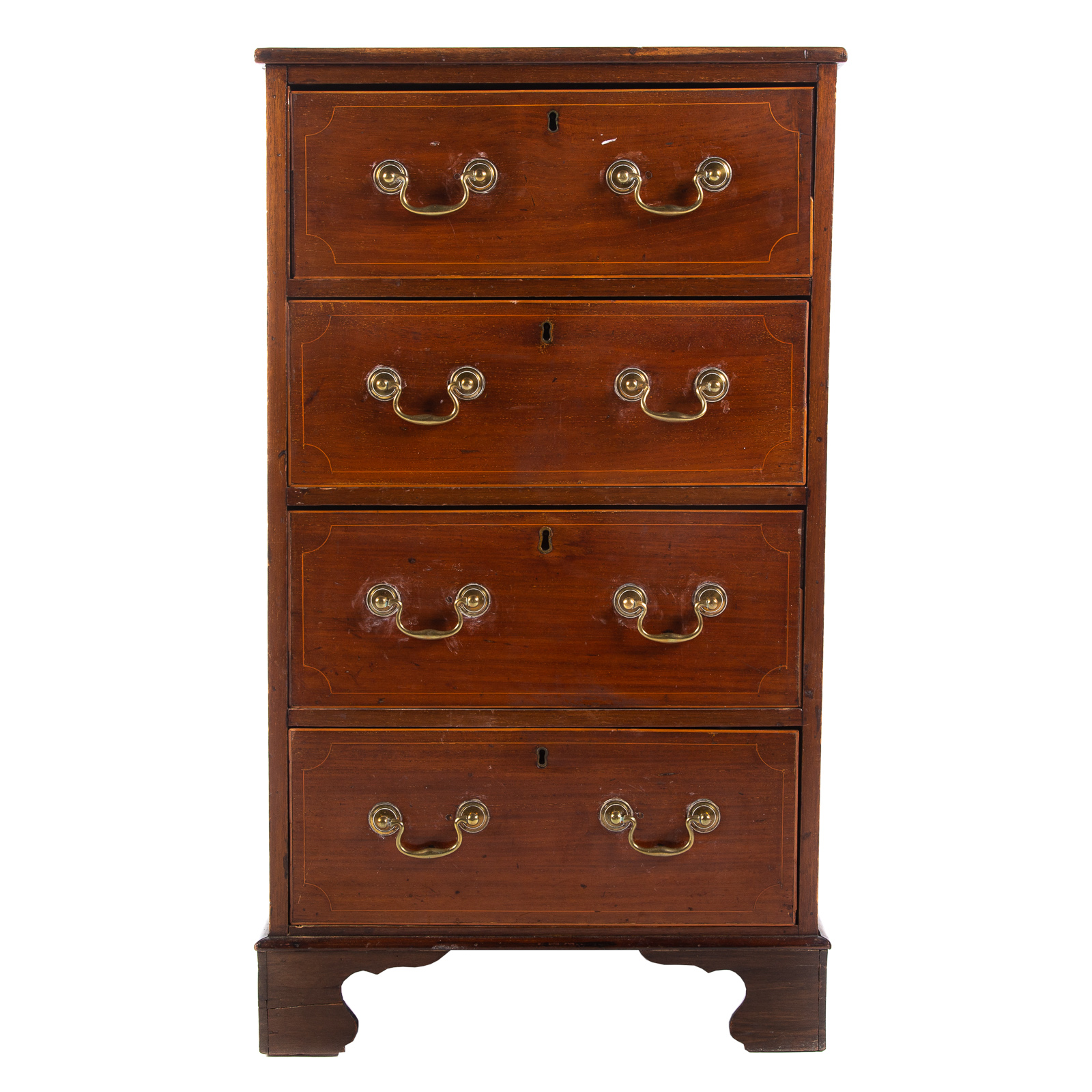 Appraisal: GEORGE III INLAID CHEST OF DRAWERS Circa four equal stacked