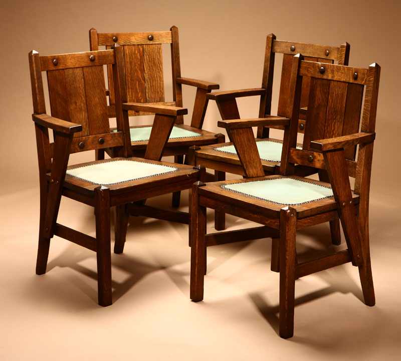 Appraisal: A set of four Arts Crafts oak armchairs Glenwood Inn