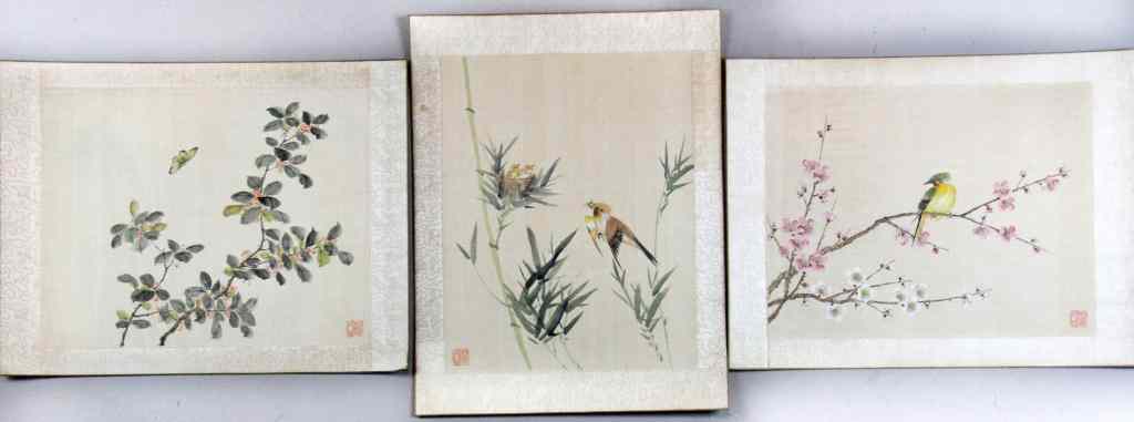 Appraisal: Chinese Qing Watercolor Paintings On SilkFinely painted to depict bird