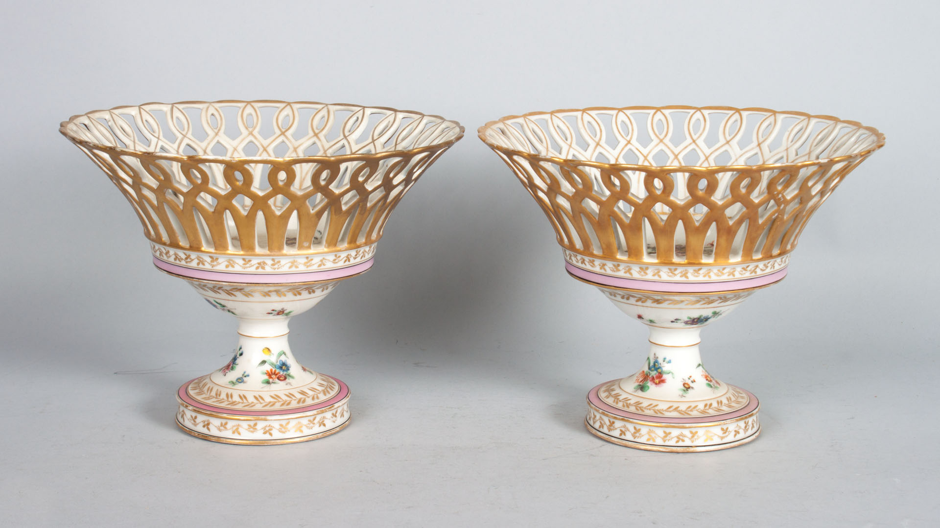 Appraisal: Pair of Porcelain de Paris reticulated compotes second quarter- th