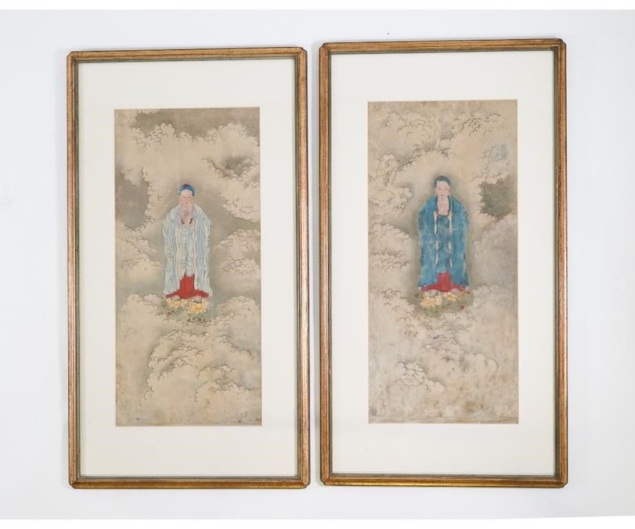 Appraisal: Pair of Chinese watercolor paintings of deities framed th c