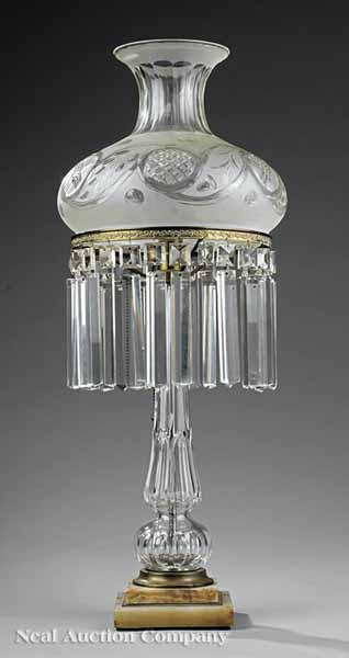 Appraisal: A Colonial Revival Pressed Glass Astral Lamp c fluted tapering