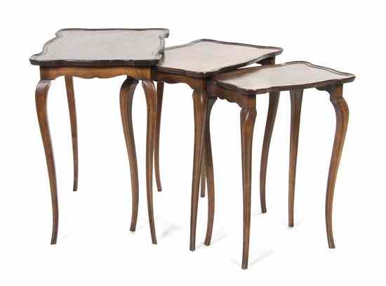 Appraisal: A Set of Three English Mahogany Nesting Tables having a