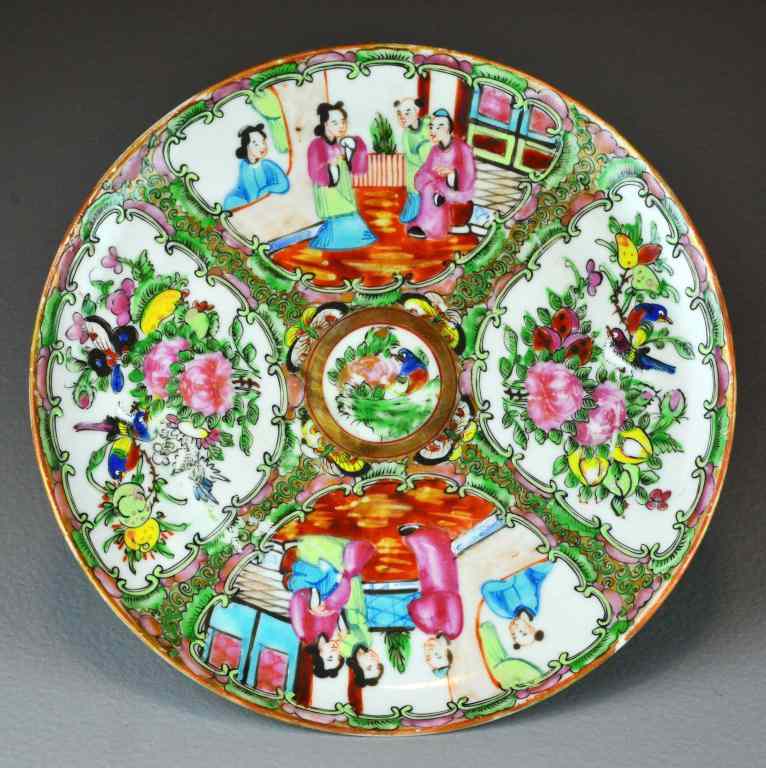 Appraisal: Chinese Famille Mandarin PlateDepicting two figural scenes and two floral