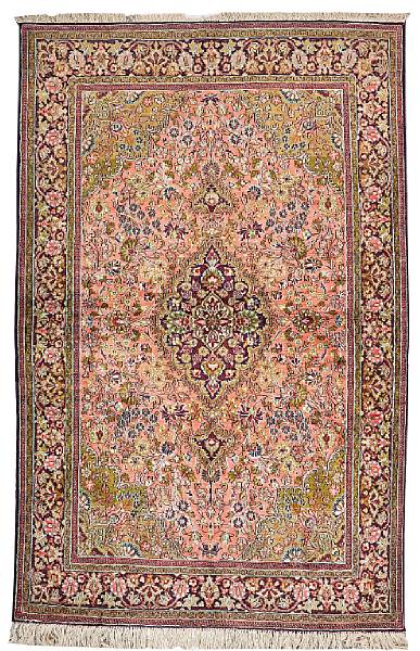 Appraisal: A silk Qum rug Central Persia size approximately ft in