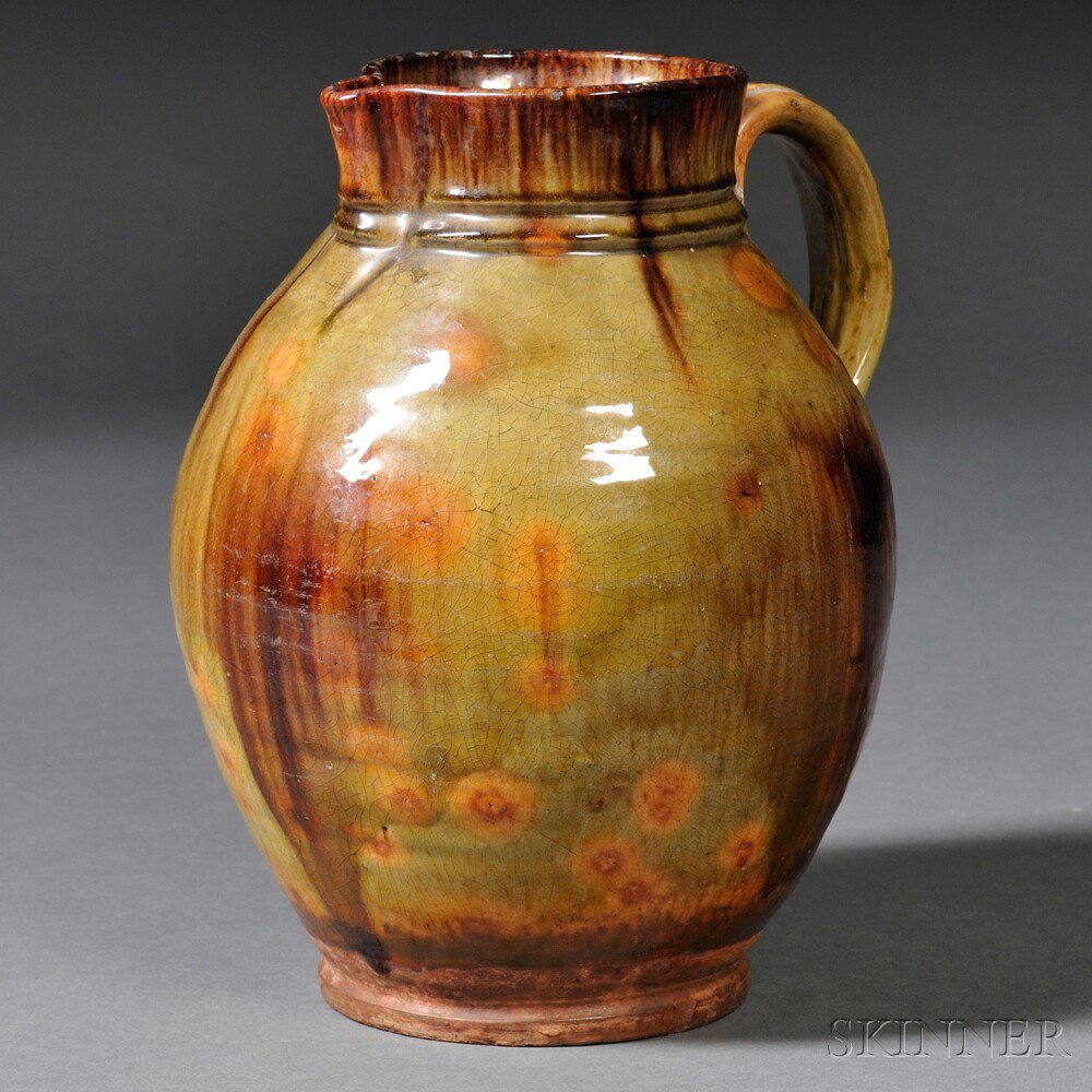 Appraisal: Redware Pitcher New England early th century ovoid jug with