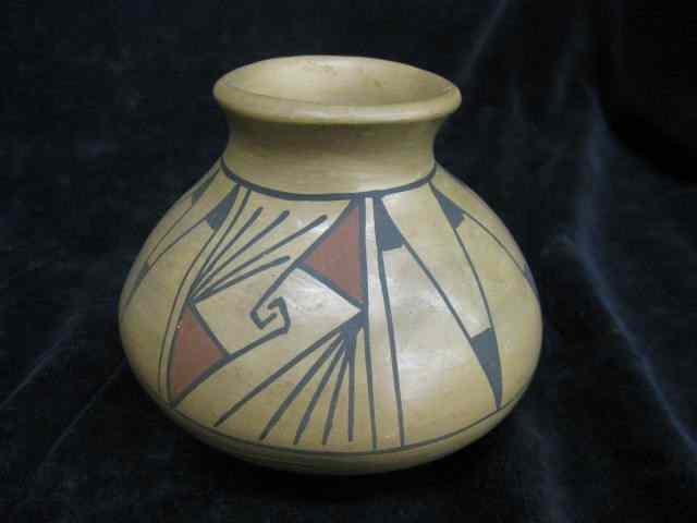 Appraisal: Indian Pottery Vase geometric designs hairline on side ''