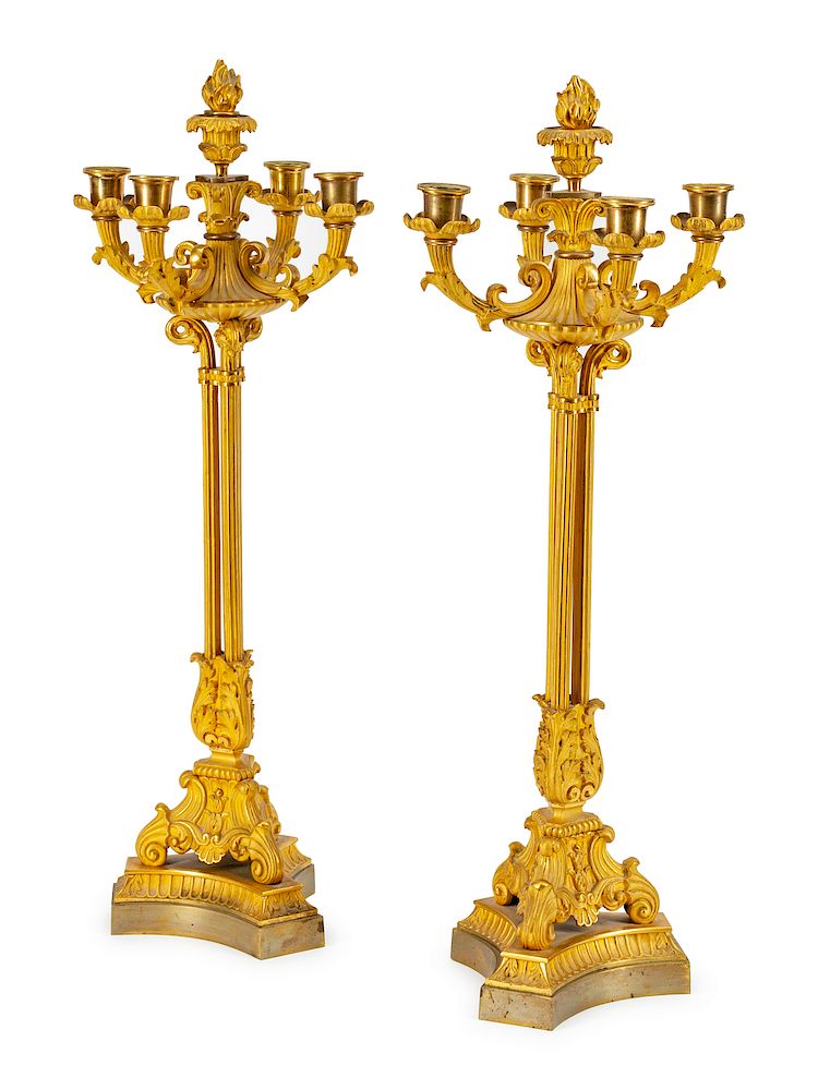 Appraisal: A Pair of Louis Philippe Gilt-Bronze Five-Light Candelabra A Pair