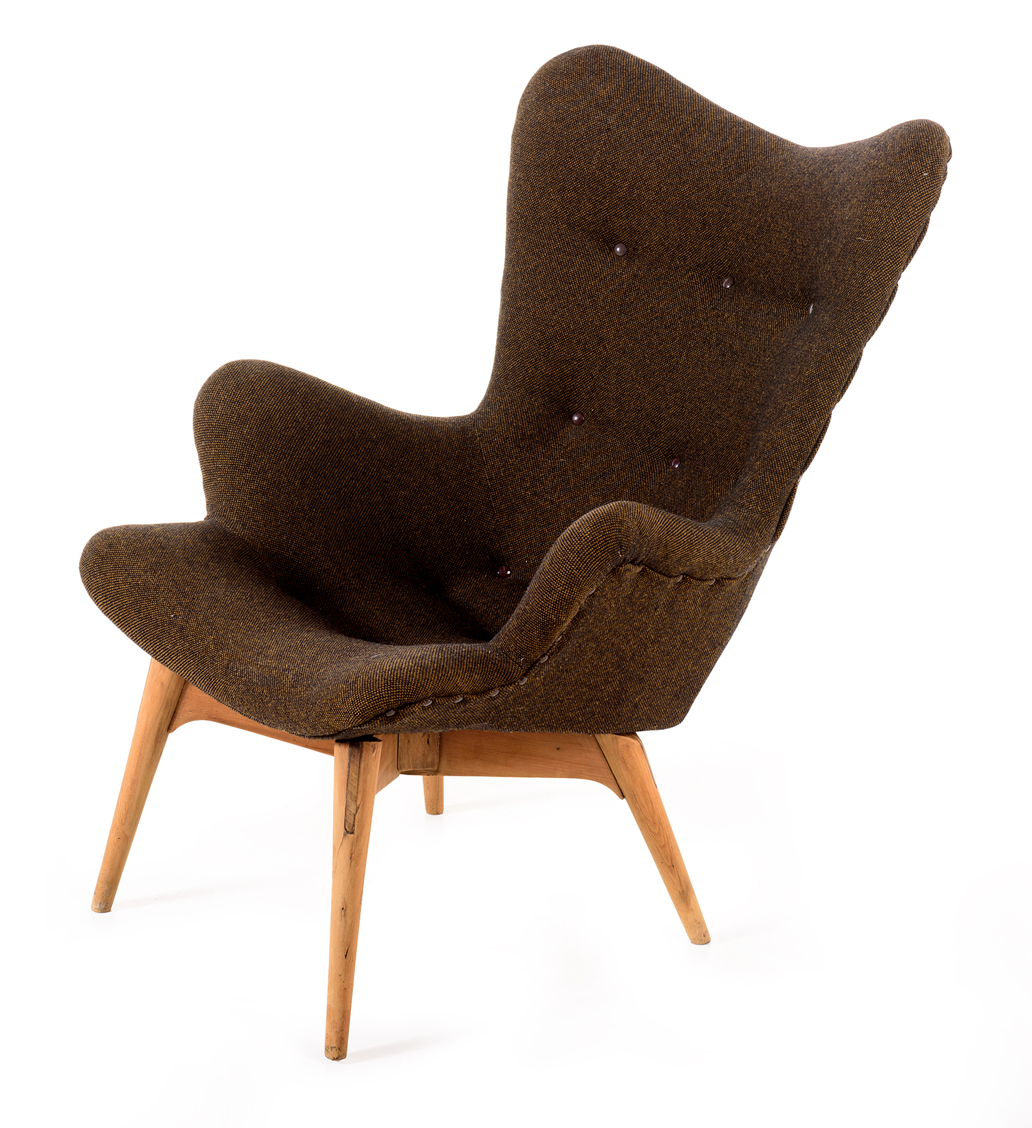 Appraisal: GRANT FEATHERSTON R ARMCHAIR Original brown fleck fabric Australia c