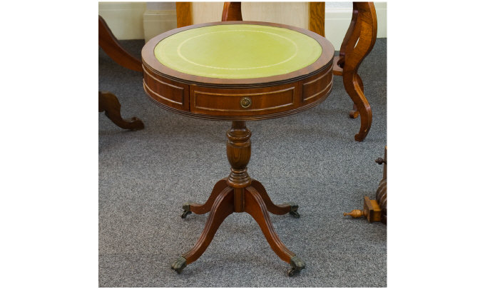 Appraisal: Modern Round Drum Table On Turned Column