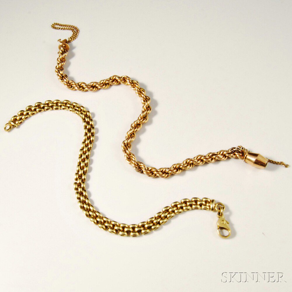 Appraisal: Two kt Gold Bracelets a yellow gold link bracelet and