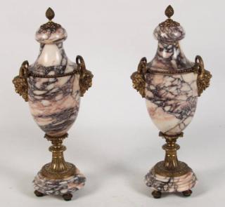 Appraisal: PAIR OF FRENCH BRONZE MOUNTED MARBLE CASSOLLETTES PAIR OF FRENCH