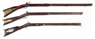 Appraisal: COLLECTION OF SIX AMERICAN TH CENTURY HALF-STOCK RIFLES WITH PATCHBOXES