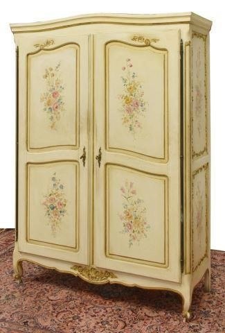 Appraisal: French Louis XV style painted armoire th c molded cornice