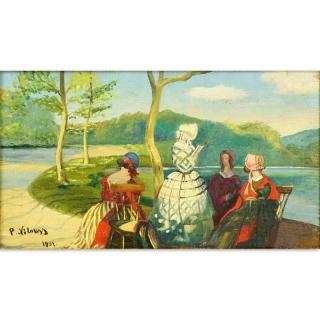 Appraisal: Circa Russian Four Women Oil on Artist Board Circa Russian