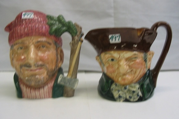 Appraisal: TWO ROYAL DOULTON GLAZED PORCELAIN CHARACTER MUGS large size Old