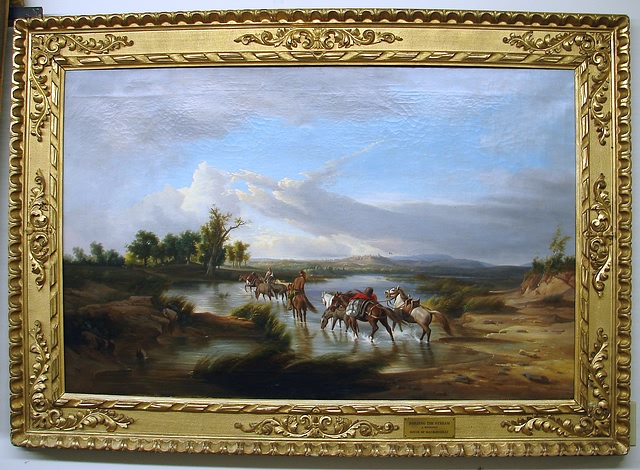 Appraisal: Fording the Stream horseman crossing a stream oil on canvas