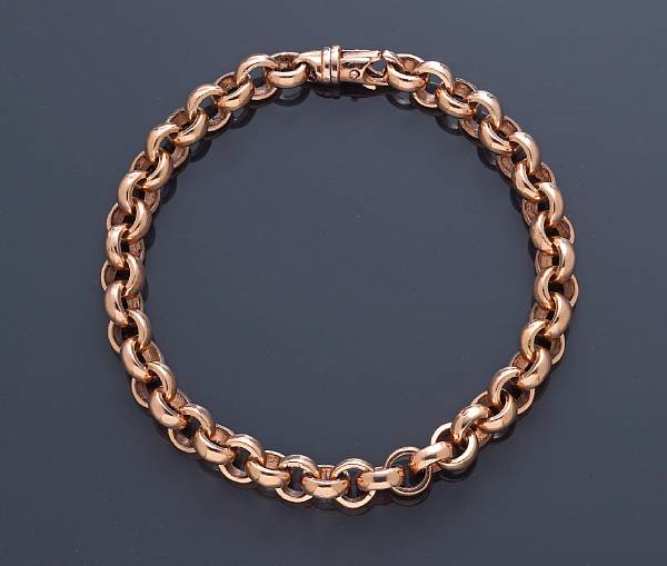 Appraisal: A fourteen karat rose gold round link bracelet weighing approximately