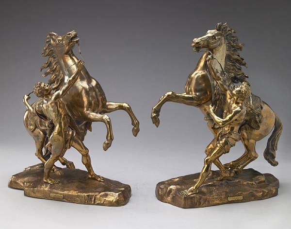 Appraisal: A pair of gilt bronze figures of the Marley Horse