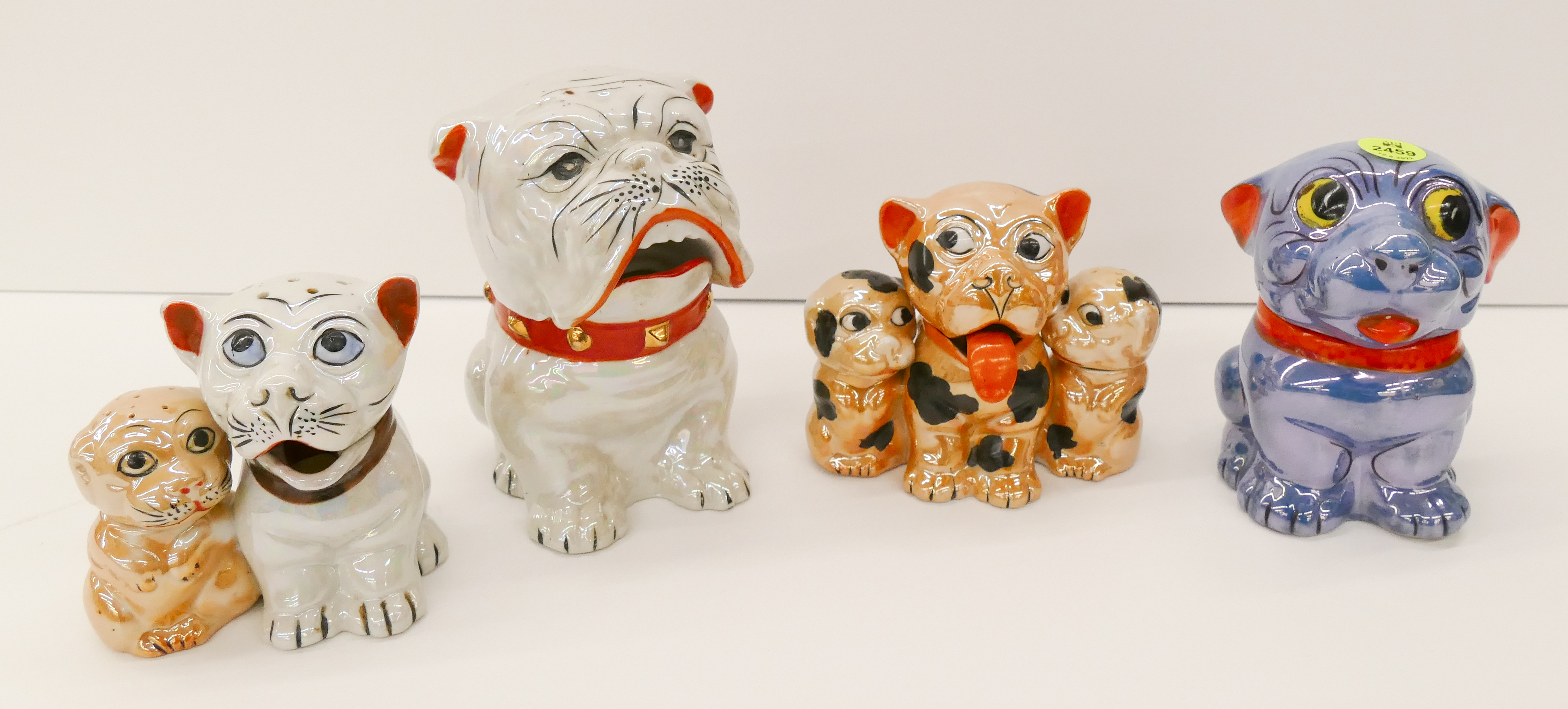 Appraisal: pc Deco Luster Japanese Dog Figural Condiments- '' to ''