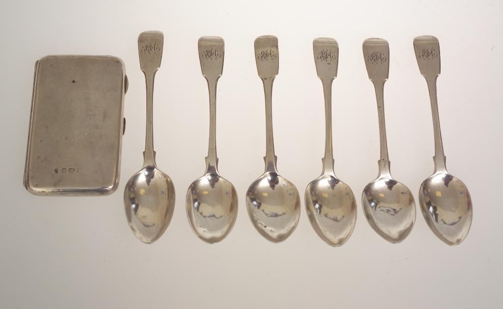 Appraisal: SET OF SIX GEORGE IV SILVER TEASPOONS LONDON fiddle pattern