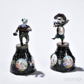 Appraisal: Two Austrian Silver and Enamel Figures Vienna mid to late