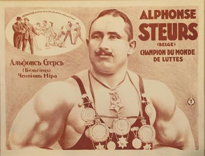 Appraisal: Alphonse Steurs - Champion du Monde' a lithographic poster mounted