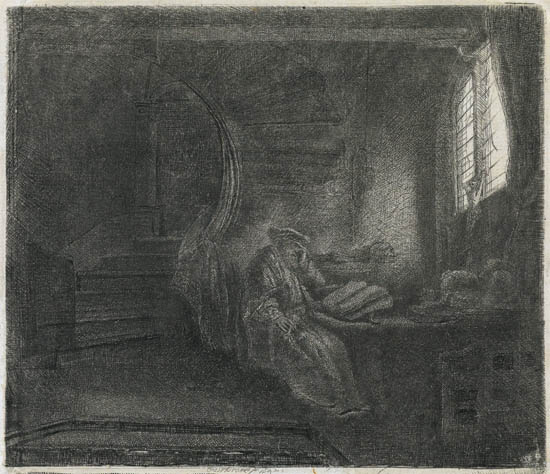 Appraisal: REMBRANDT VAN RIJN St Jerome in a Dark Chamber Etching