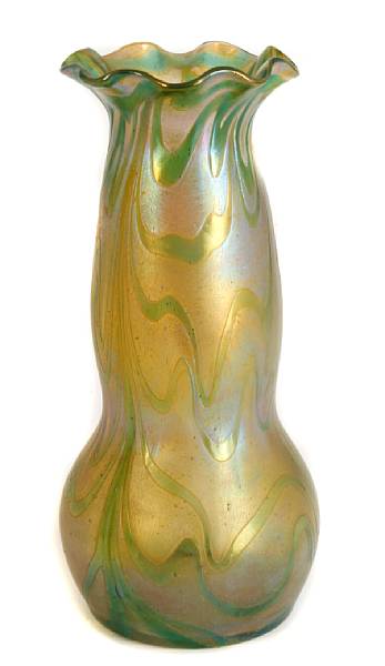 Appraisal: An Austrian iridescent glass vase circa height in