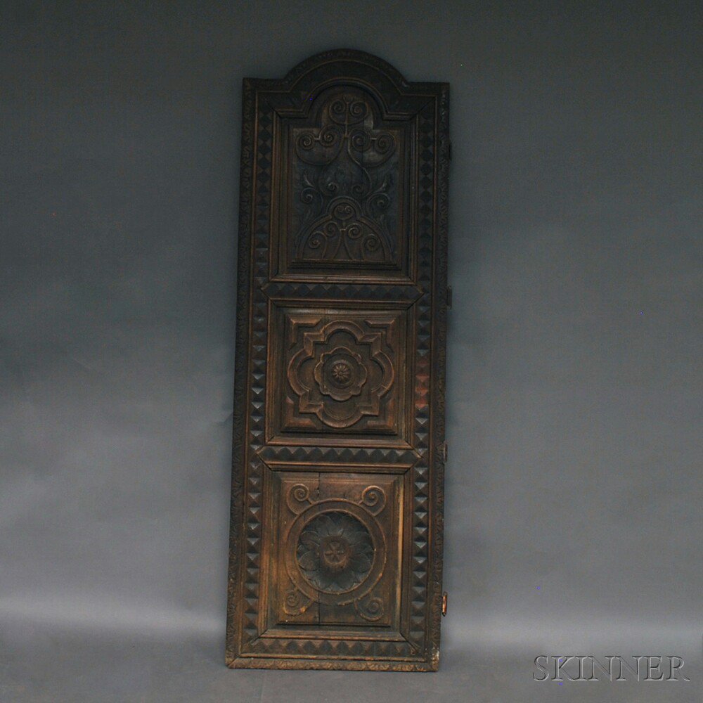 Appraisal: Carved and Paneled Cupboard Door th century ht wd in