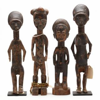 Appraisal: Ivory Coast or Ghana Four Abron Ancestral Figures carved wood