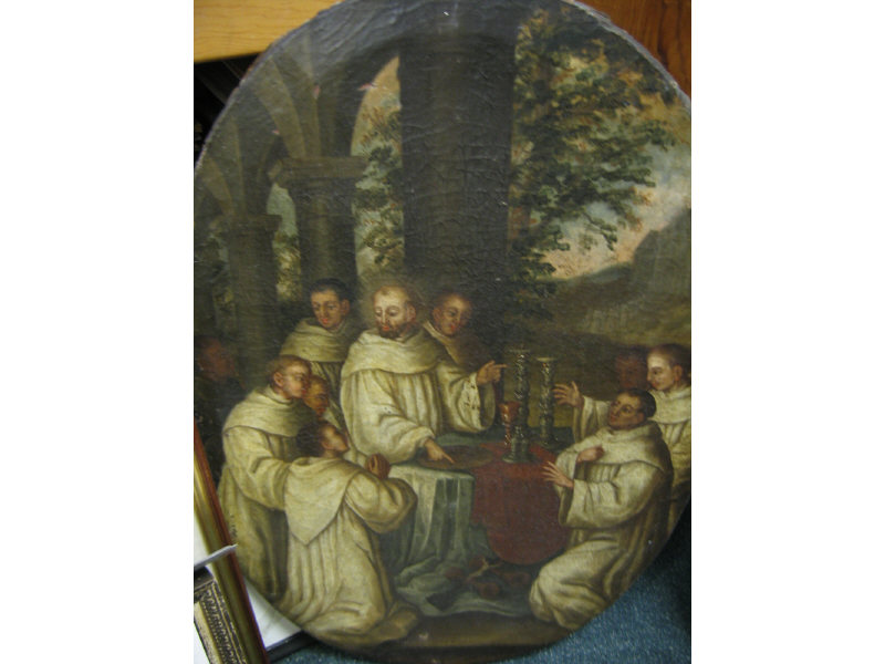 Appraisal: CONTINENTAL SCHOOL TH CENTURY Monks at an altar oil on