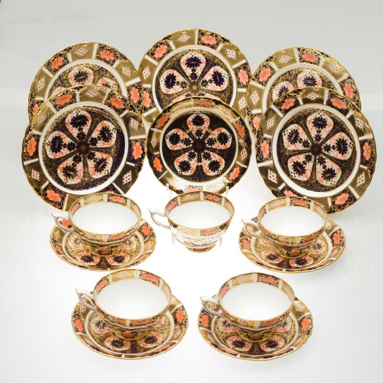 Appraisal: SET OF FIVE ROYAL CROWN DERBY PORCELAIN TRIOS c each