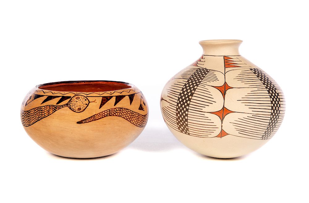 Appraisal: Native American Artist Signed Vases Good condition with normal wear