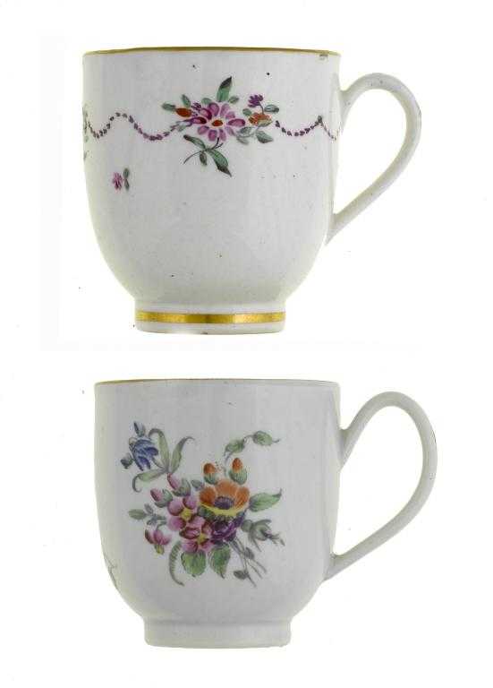 Appraisal: TWO WORCESTER POLYCHROME COFFEE CUPS one finely painted with a