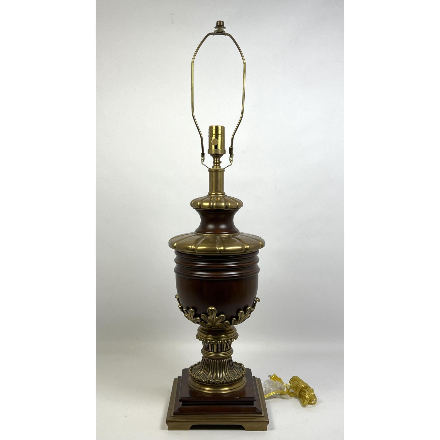 Appraisal: Heavy MAITLAND SMITH Brass and wood Table Lamp Classic form