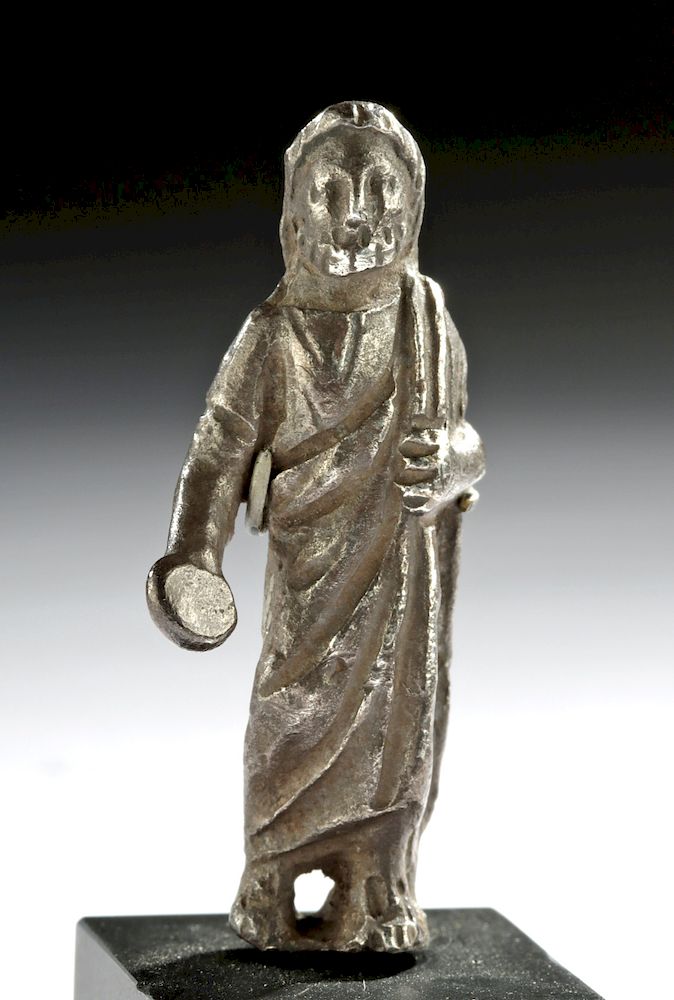 Appraisal: Roman Silver Statuette of Togatus Figure - g Roman Imperial