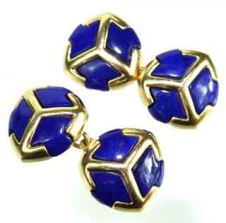 Appraisal: Men's Vintage Karat Bvlgari Lapis Cufflinks Men's Vintage Karat Bvlgari