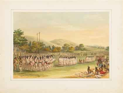 Appraisal: piece Hand-Colored Lithograph Catlin George Ball Play Dance North American