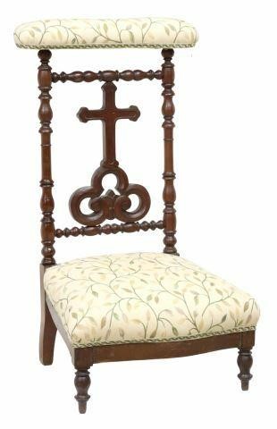 Appraisal: French prie-dieu prayer kneeler th c padded top rail and