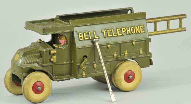 Appraisal: HUBLEY BELL TELEPHONE TRUCK Cast iron painted in olive green