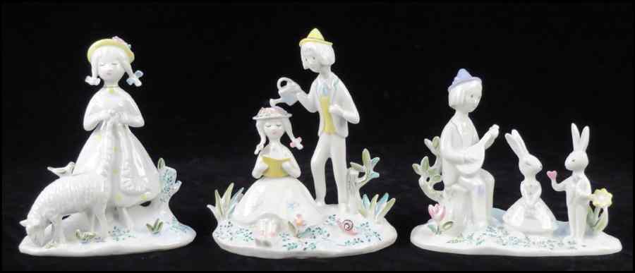 Appraisal: THREE RAYMOND PEYNET FOR ROSENTHAL PORCELAIN FIGURAL GROUPS Largest ''