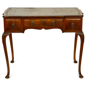 Appraisal: A Queen Anne Style Burl Walnut Writing Table Early th